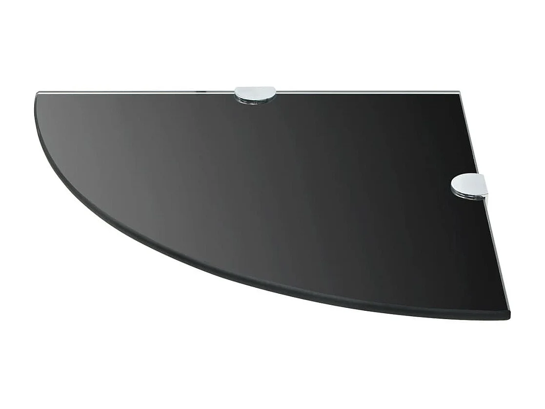 Étagères d'angle 2 pcs et supports chromés Verre Noir 35x35 cm