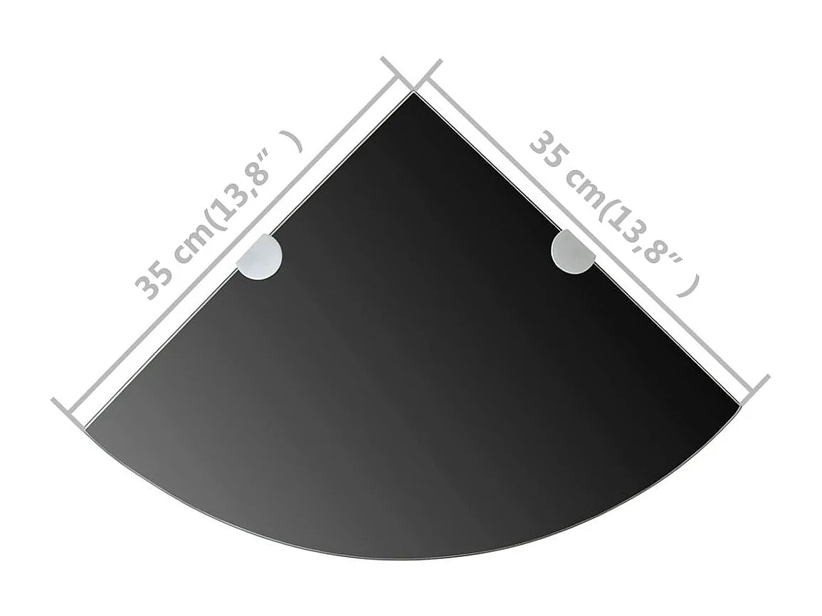 Étagères d'angle 2 pcs et supports chromés Verre Noir 35x35 cm