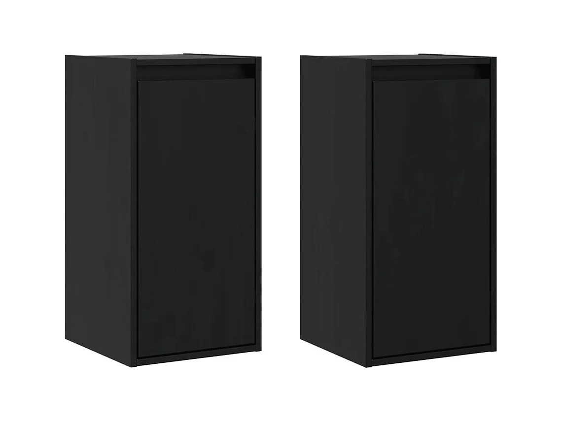 Armoires murales 2 pcs Noir 30x30x60 cm Bois de pin massif