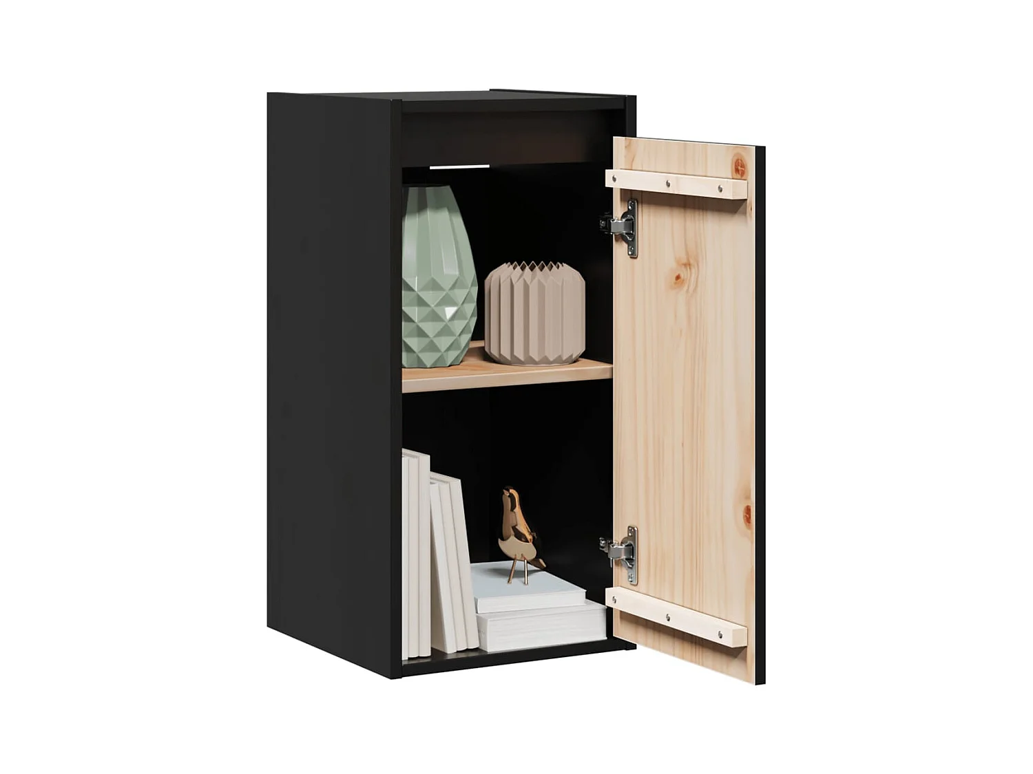 Armoires murales 2 pcs Noir 30x30x60 cm Bois de pin massif