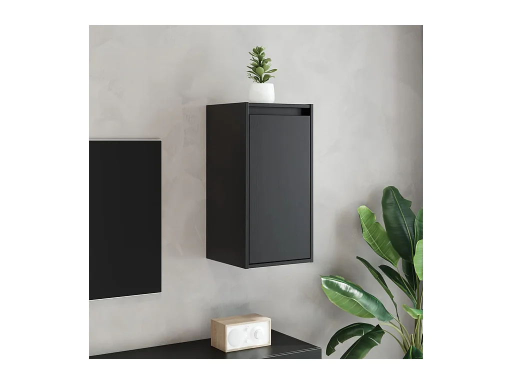 Wandkasten 2 stuks Zwart 30x30x60 cm Massief grenenhout