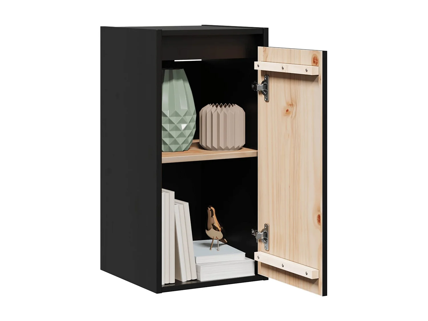 Armoires murales 2 pcs Noir 30x30x60 cm Bois de pin massif