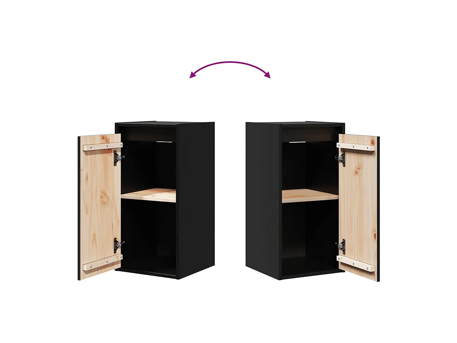 Armoires murales 2 pcs Noir 30x30x60 cm Bois de pin massif