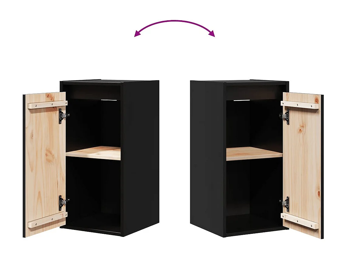 Armoires murales 2 pcs Noir 30x30x60 cm Bois de pin massif