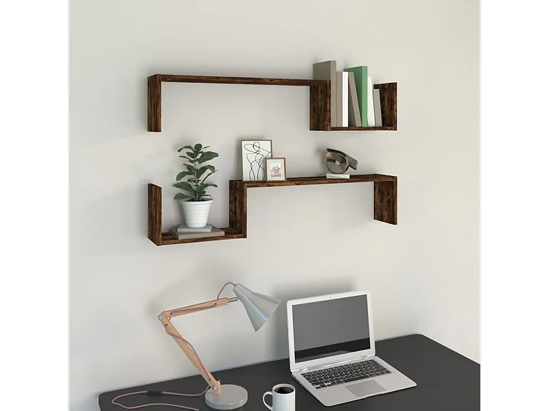 Wandplanken 2 stuks Gerookt eikenhout 100x15x20cm Technisch hout