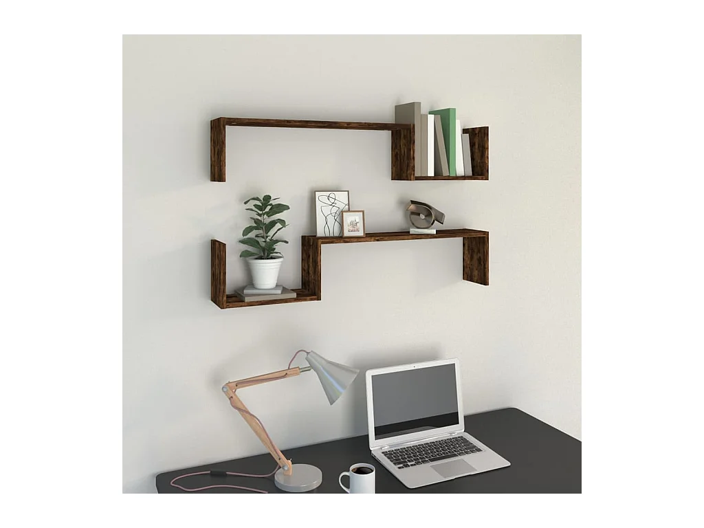 Étagères murales 2 pcs Chêne fumé 100x15x20cm Bois d’ingénierie
