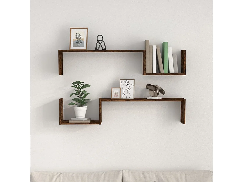 Étagères murales 2 pcs Chêne fumé 100x15x20cm Bois d’ingénierie