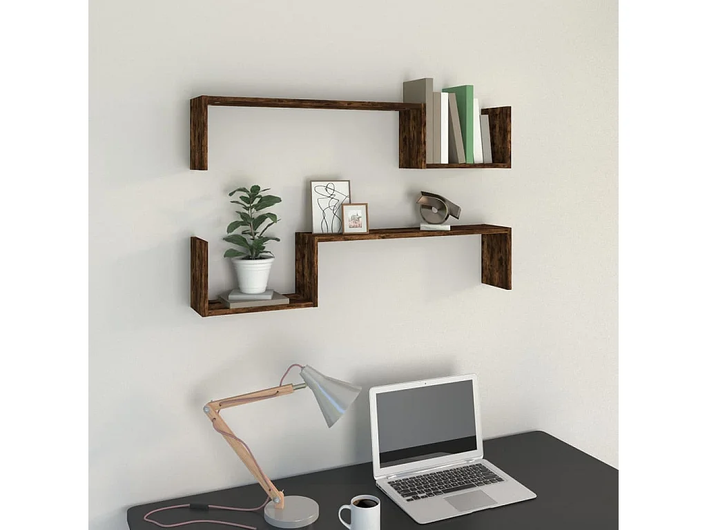 Étagères murales 2 pcs Chêne fumé 100x15x20cm Bois d’ingénierie