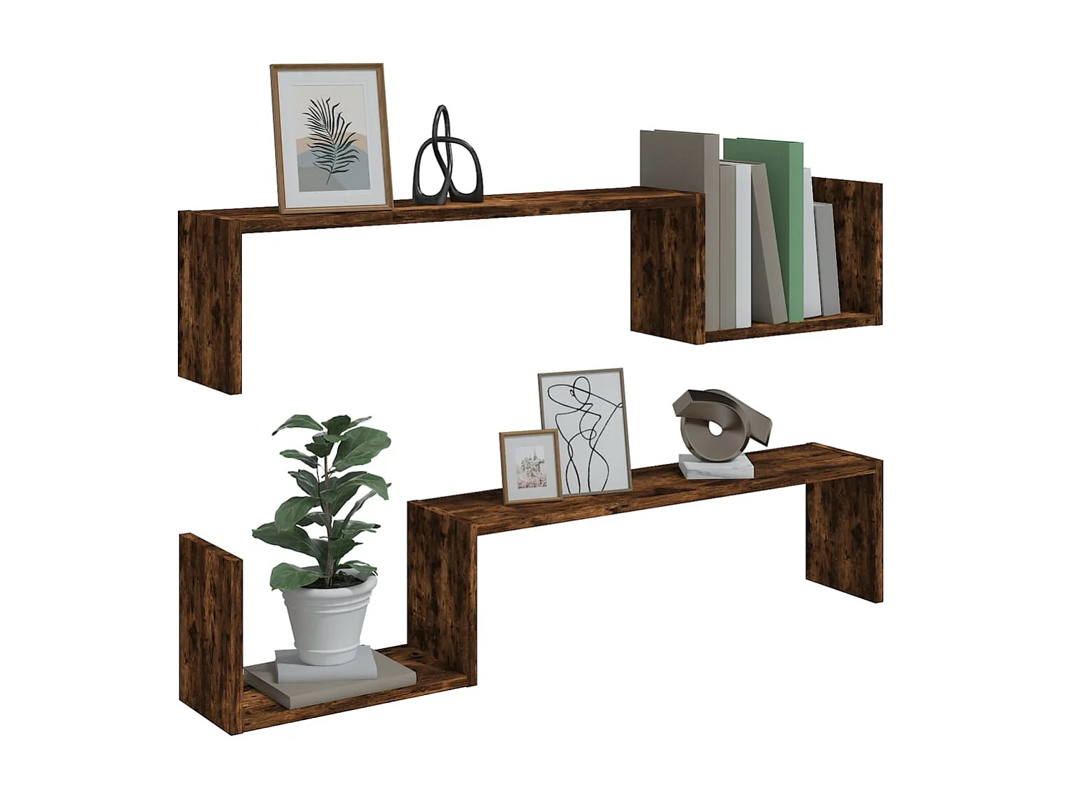 Étagères murales 2 pcs Chêne fumé 100x15x20cm Bois d’ingénierie