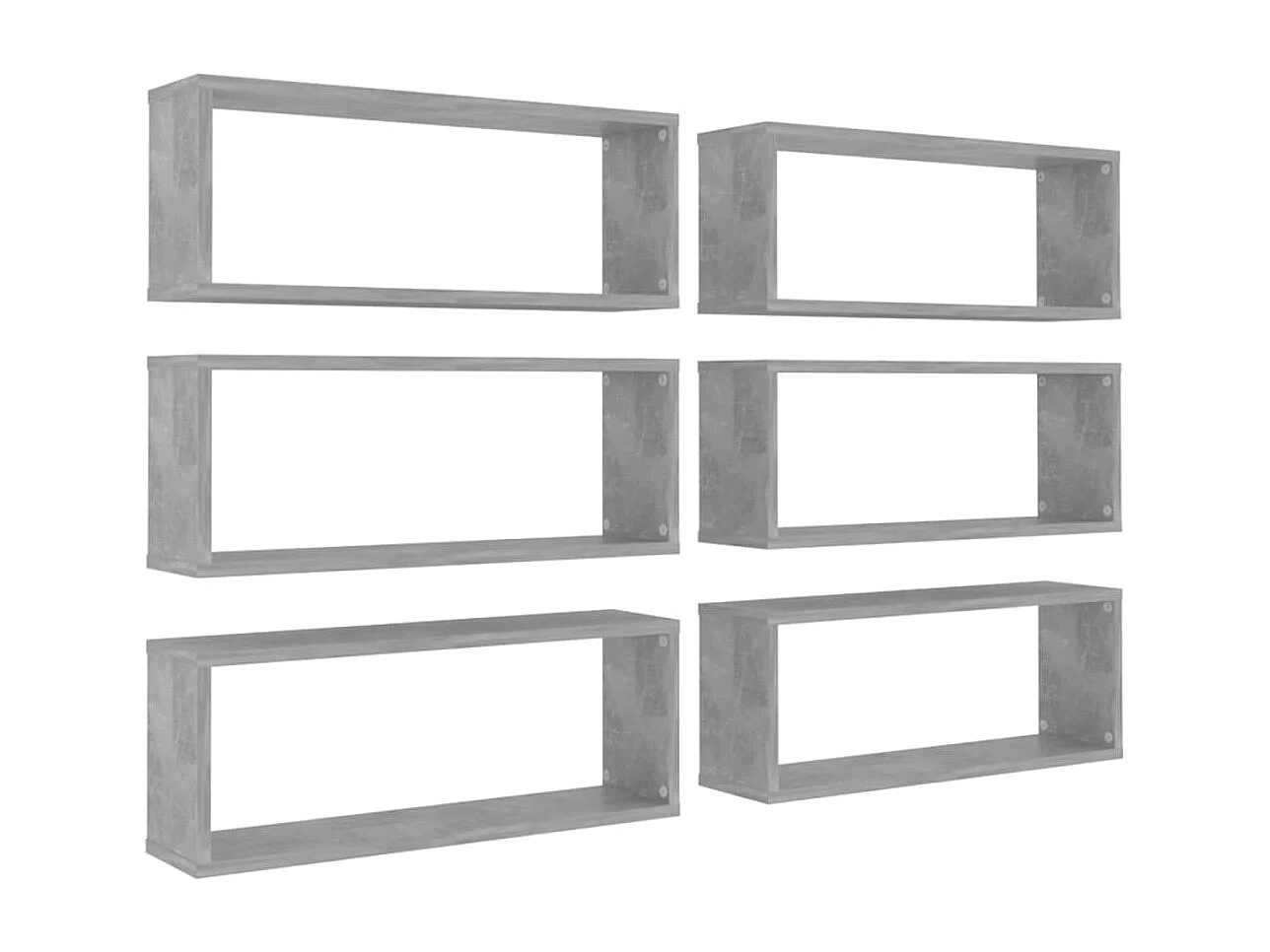 Étagères murales cube 6 pcs Gris béton Bois d’ingénierie