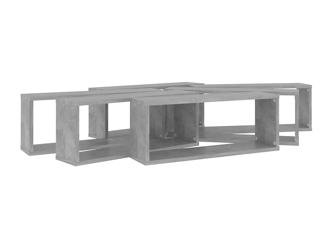 Étagères murales cube 6 pcs Gris béton Bois d’ingénierie
