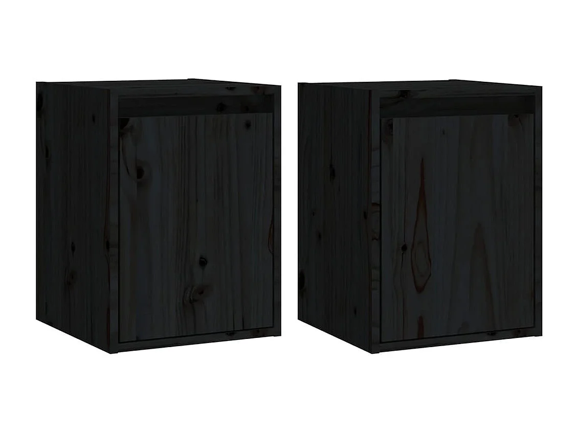 Armoires murales 2 pcs Noir 30x30x40 cm Bois de pin massif