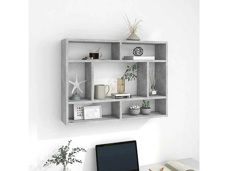 Betongraues Wandregal 75 x 16 x 55 cm Holzwerkstoff