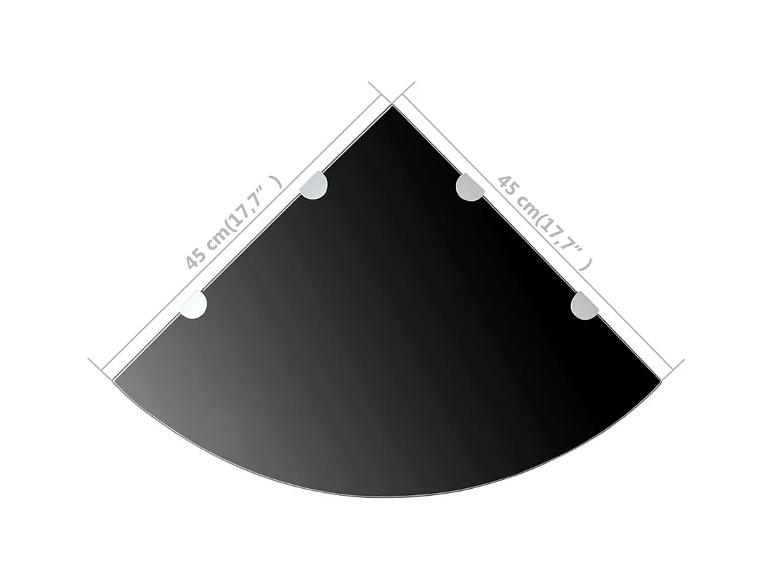 Mensola angolare con staffe cromate Vetro nero 45 x 45 cm
