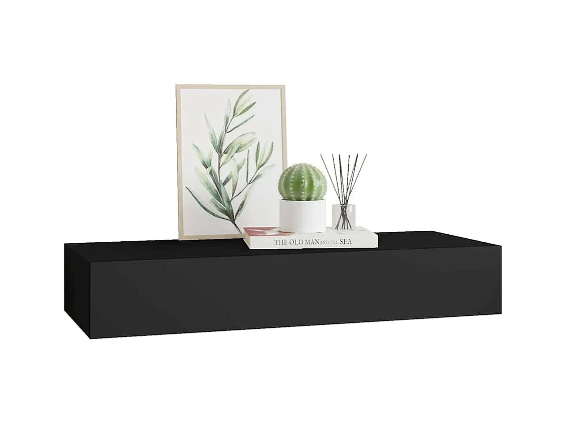 Mensola a muro per cassetti Nero 60x23,5x10 cm MDF