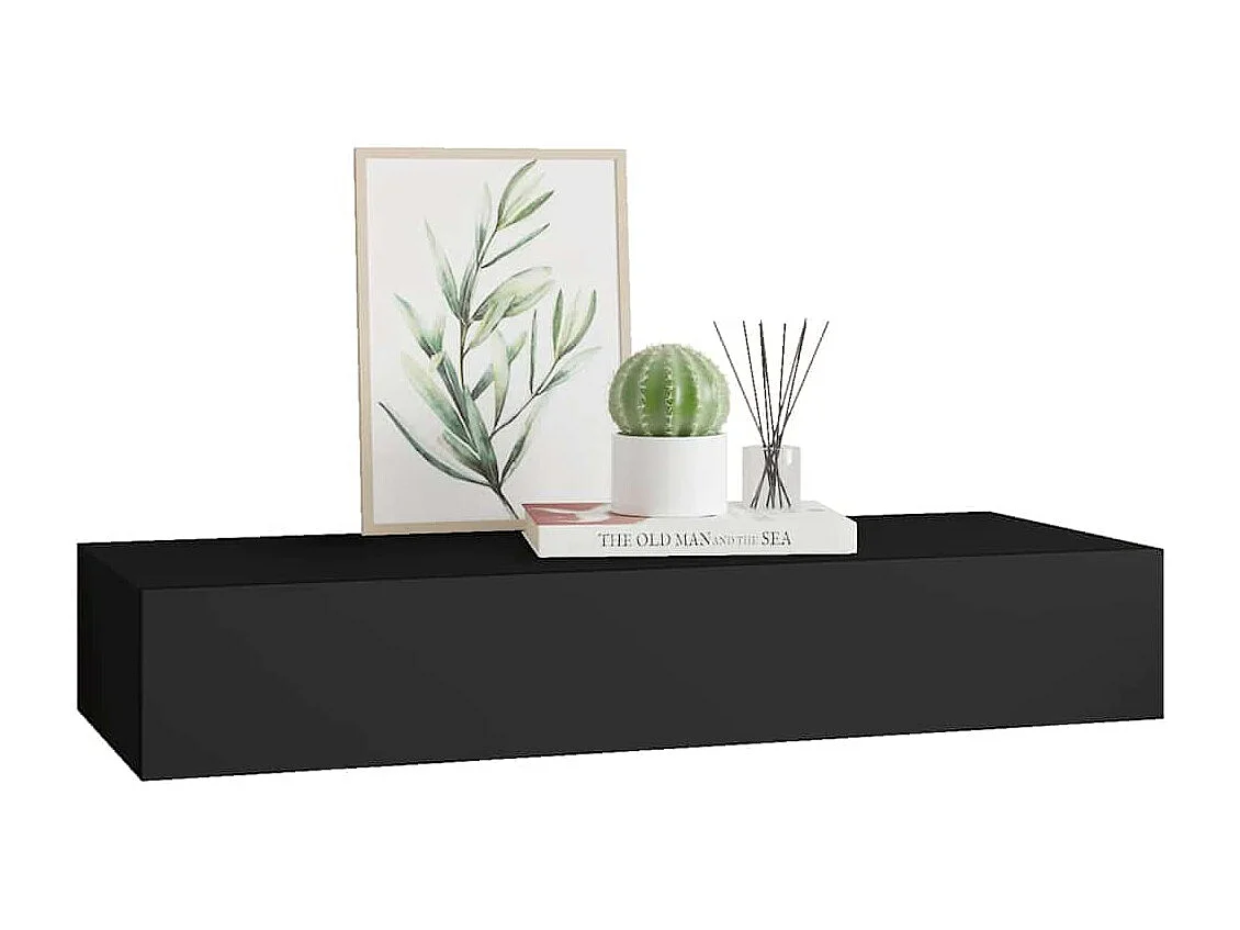 Étagère à tiroir murale Noir 60x23,5x10 cm MDF