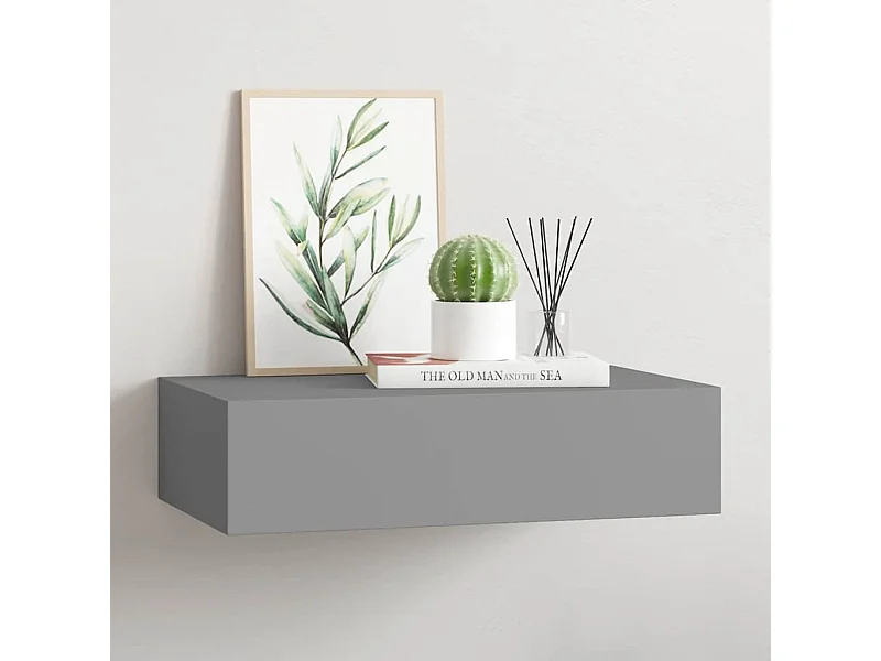 Grijze wandladeplank 40x23,5x10 cm MDF