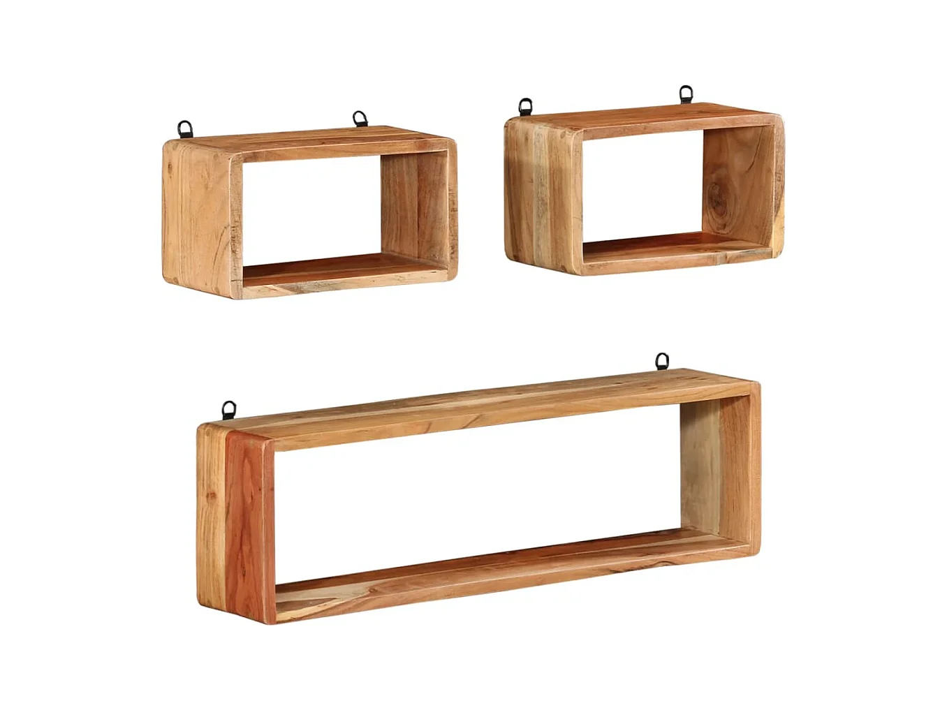Ensemble d'étagères murales cube 3 pcs Bois d'acacia solide