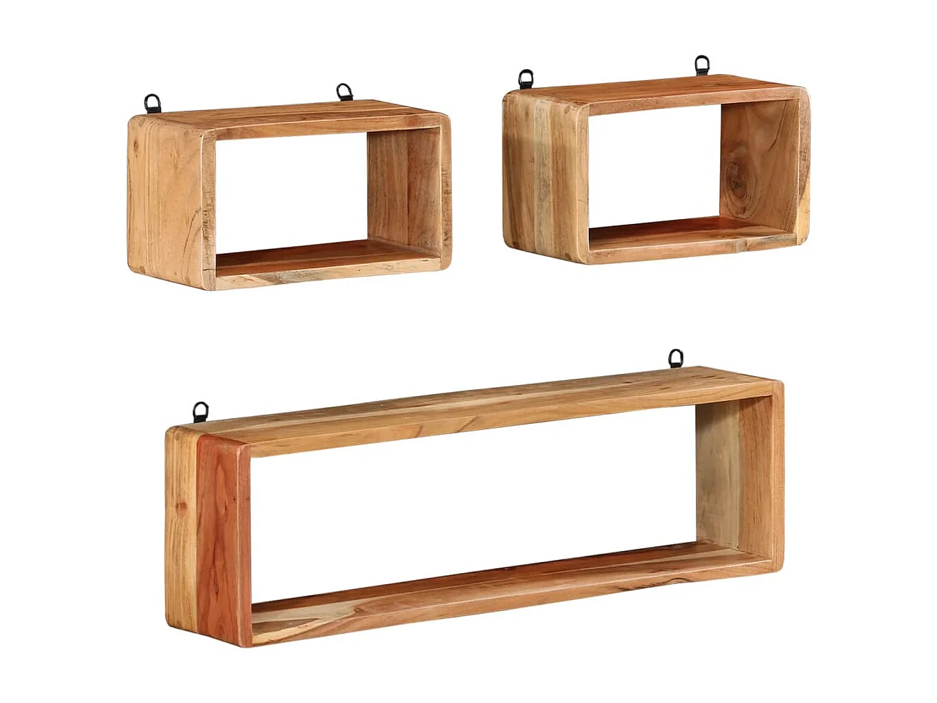Ensemble d'étagères murales cube 3 pcs Bois d'acacia solide