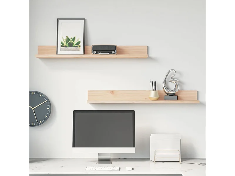 Étagères murales 2 pcs 80x11x9 cm Bois de pin massif