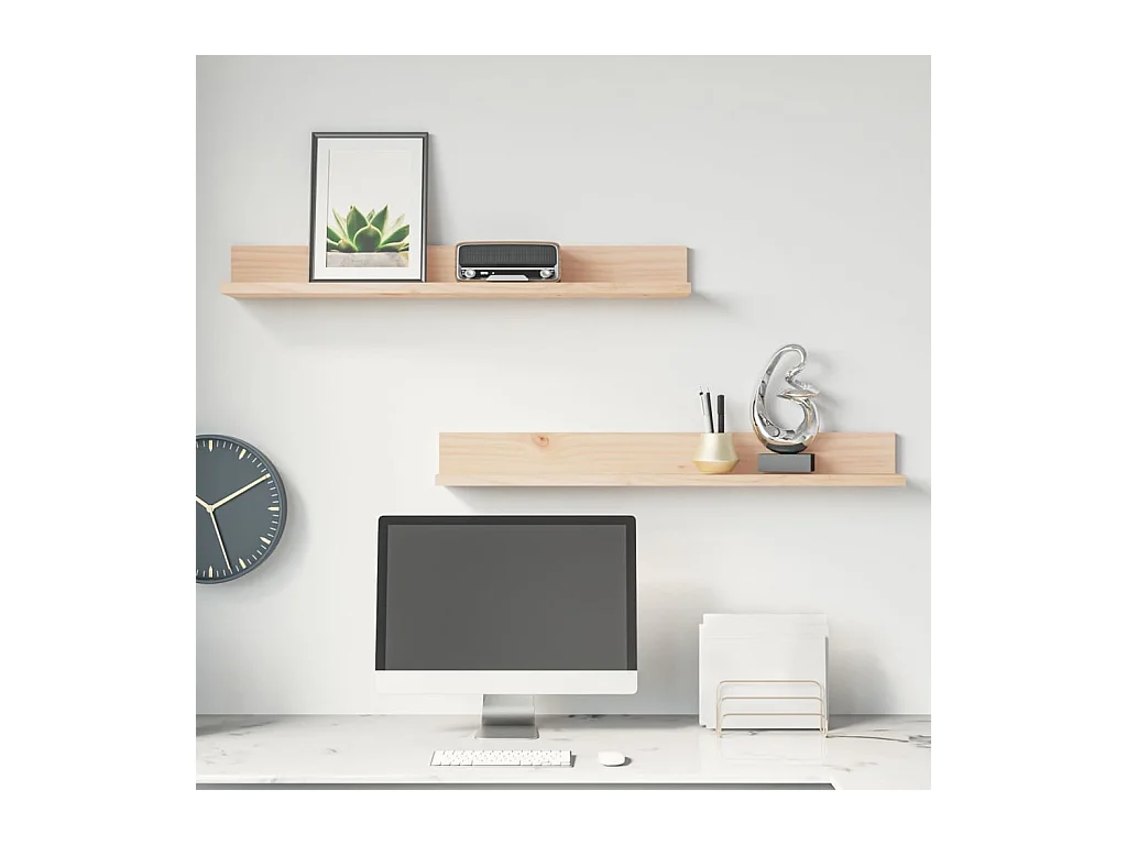Mensole da parete 2 pz 80x11x9 cm Legno massello di pino