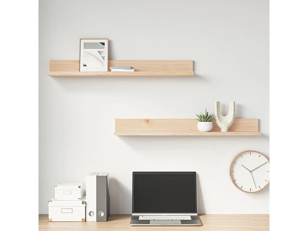 Mensole da parete 2 pz 80x11x9 cm Legno massello di pino