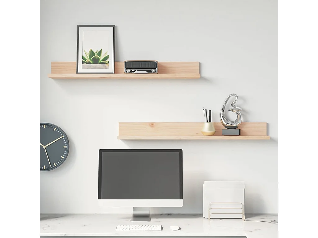 Étagères murales 2 pcs 80x11x9 cm Bois de pin massif