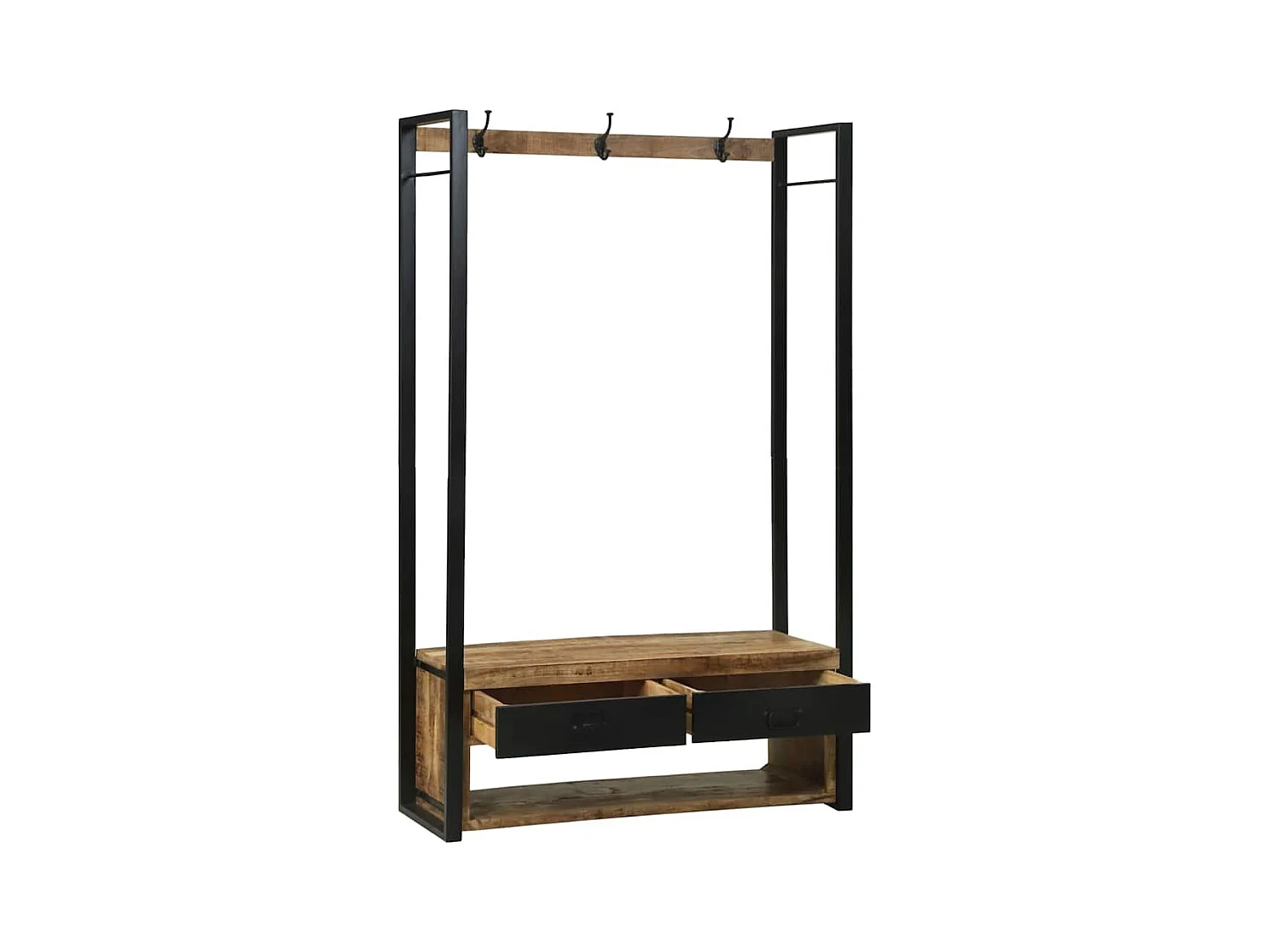 Porte-Vêtements avec crochets et étagères 110x40x185 cm Bois de manguier massif