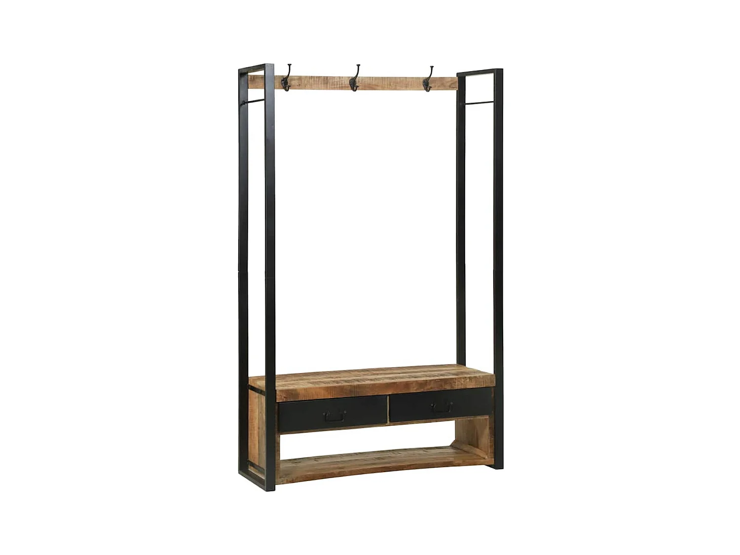 Porte-Vêtements avec crochets et étagères 110x40x185 cm Bois de manguier massif