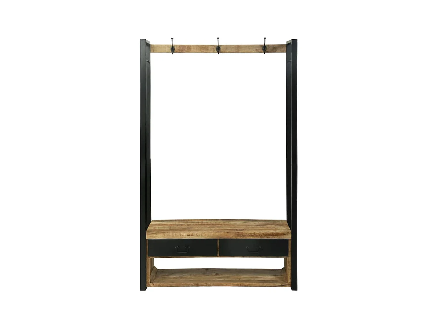 Porte-Vêtements avec crochets et étagères 110x40x185 cm Bois de manguier massif