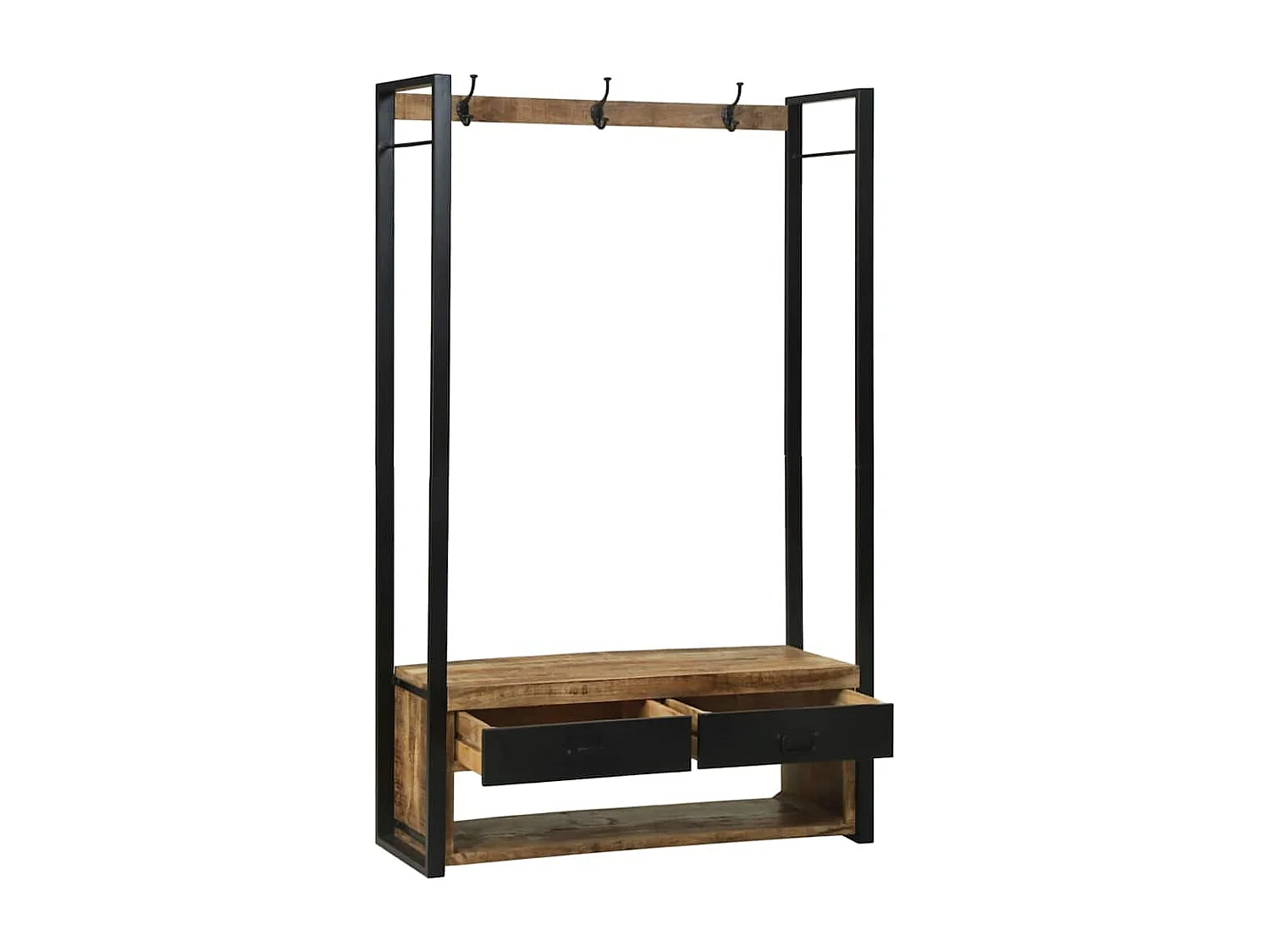 Porte-Vêtements avec crochets et étagères 110x40x185 cm Bois de manguier massif