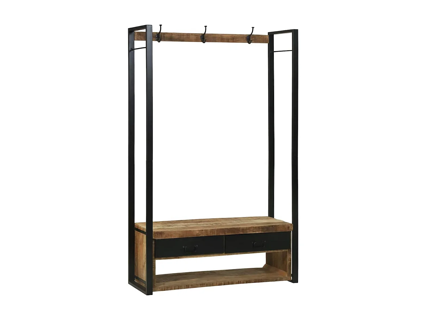 Porte-Vêtements avec crochets et étagères 110x40x185 cm Bois de manguier massif