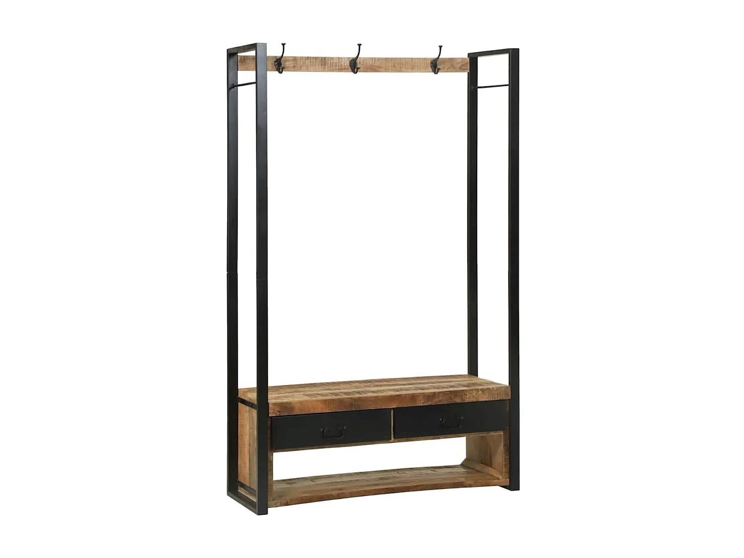 Porte-Vêtements avec crochets et étagères 110x40x185 cm Bois de manguier massif