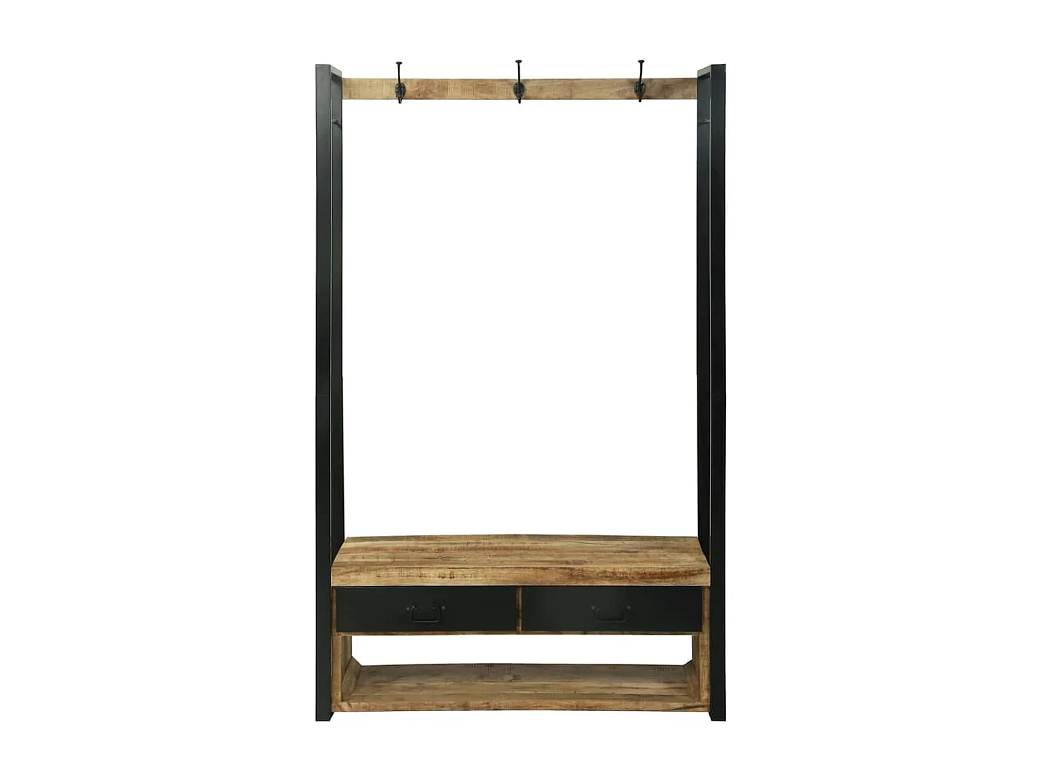 Porte-Vêtements avec crochets et étagères 110x40x185 cm Bois de manguier massif