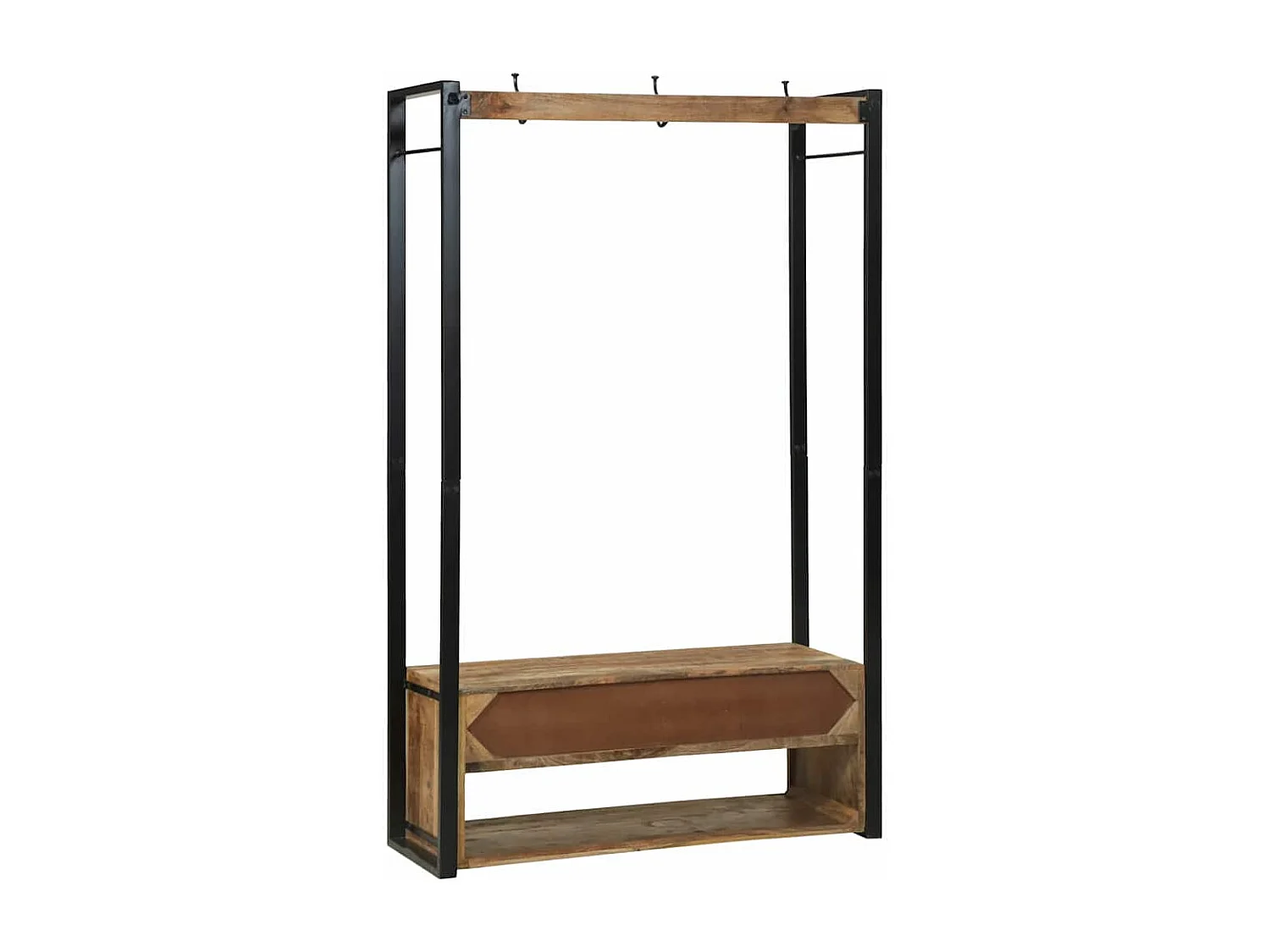 Porte-Vêtements avec crochets et étagères 110x40x185 cm Bois de manguier massif