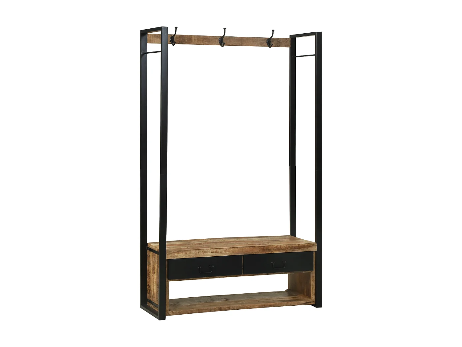 Porte-Vêtements avec crochets et étagères 110x40x185 cm Bois de manguier massif