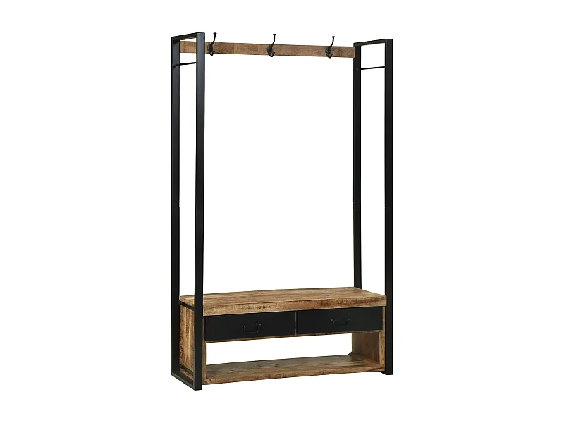 Porte-Vêtements avec crochets et étagères 110x40x185 cm Bois de manguier massif