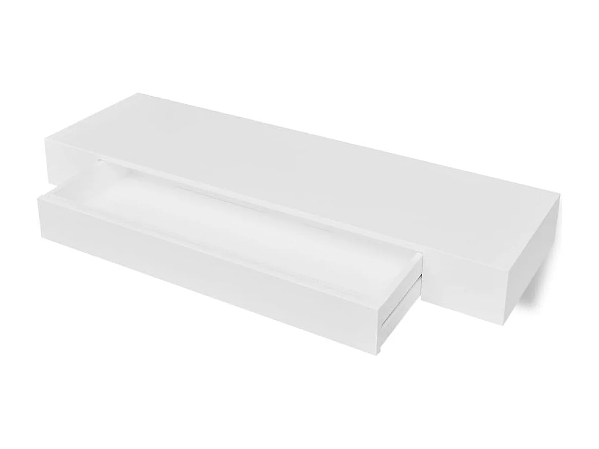 Étagère murale avec 1 tiroir MDF Blanc Rangement de livres/DVD