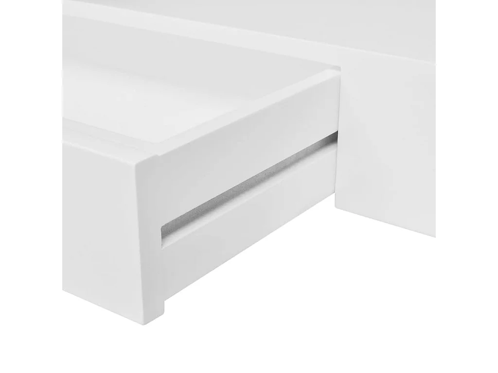 Étagère murale avec 1 tiroir MDF Blanc Rangement de livres/DVD
