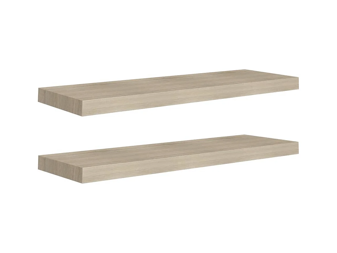 Mensole sospese a parete 2 pz Rovere 80x23,5x3,8 cm MDF