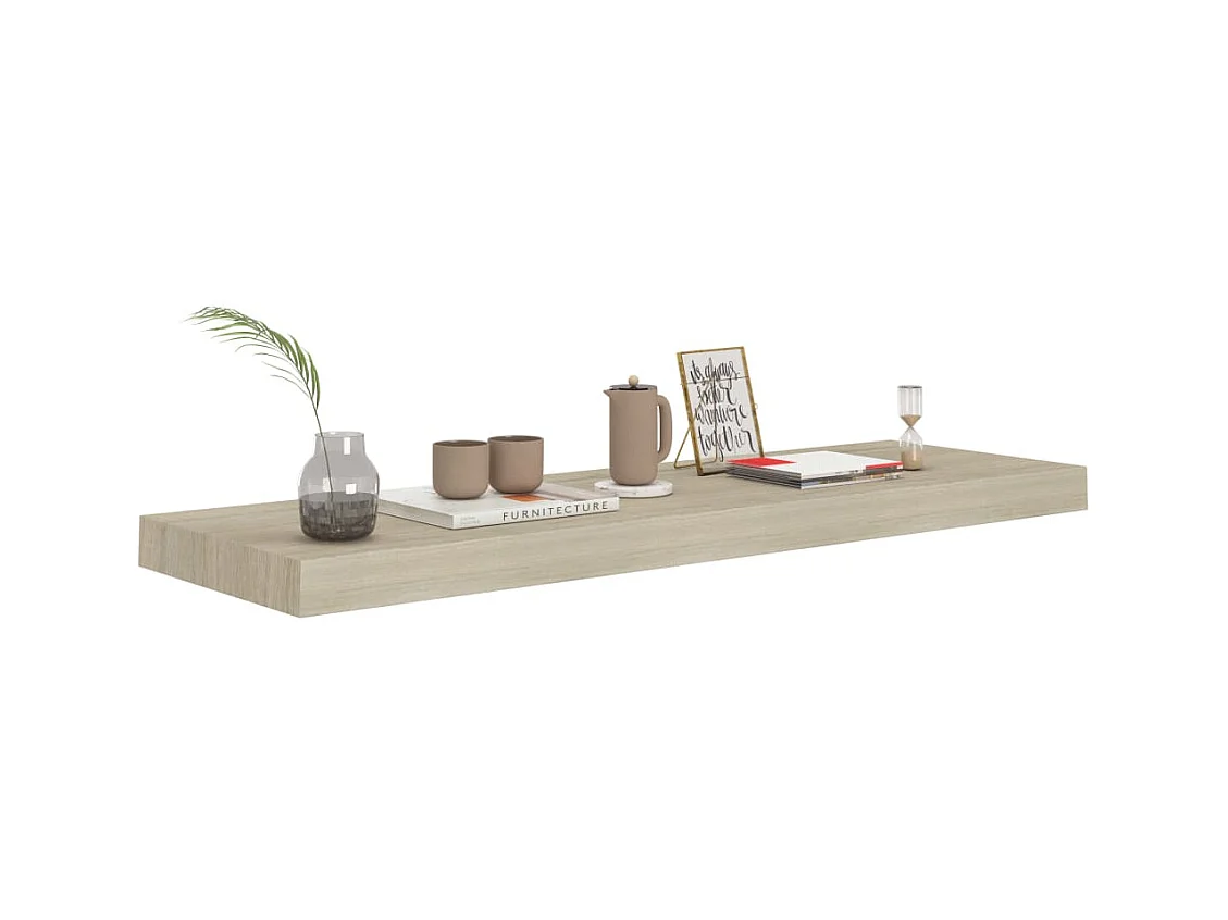 Mensole sospese a parete 2 pz Rovere 80x23,5x3,8 cm MDF
