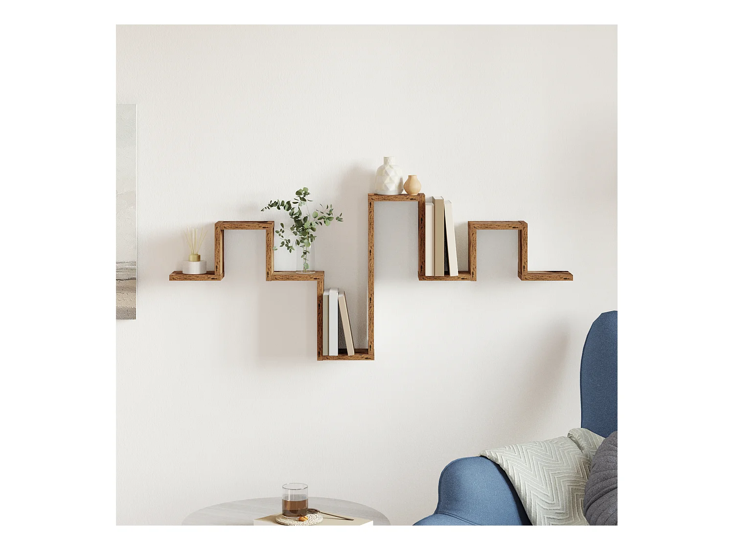 Antieke houten wandplank 104,5x10x43 cm gemaakt van bewerkt hout