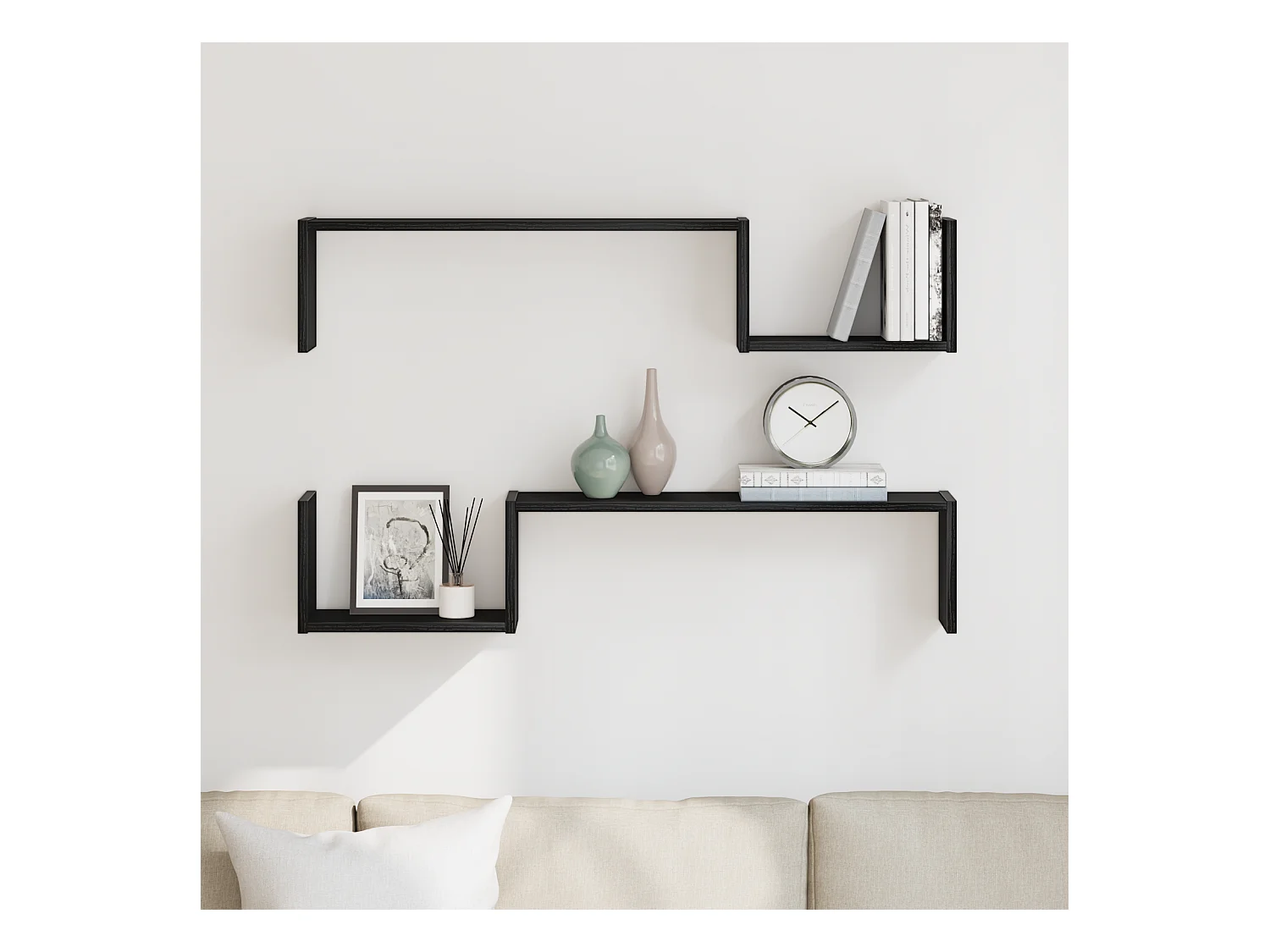 Mensola da parete 2 pz Rovere nero 100x15x70 cm Legno composito