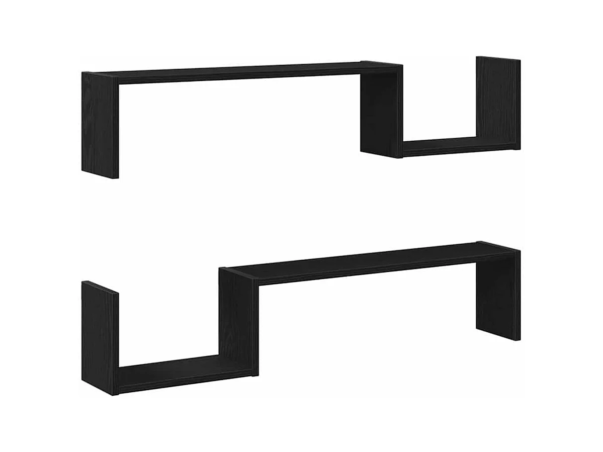 Mensola da parete 2 pz Rovere nero 100x15x70 cm Legno composito
