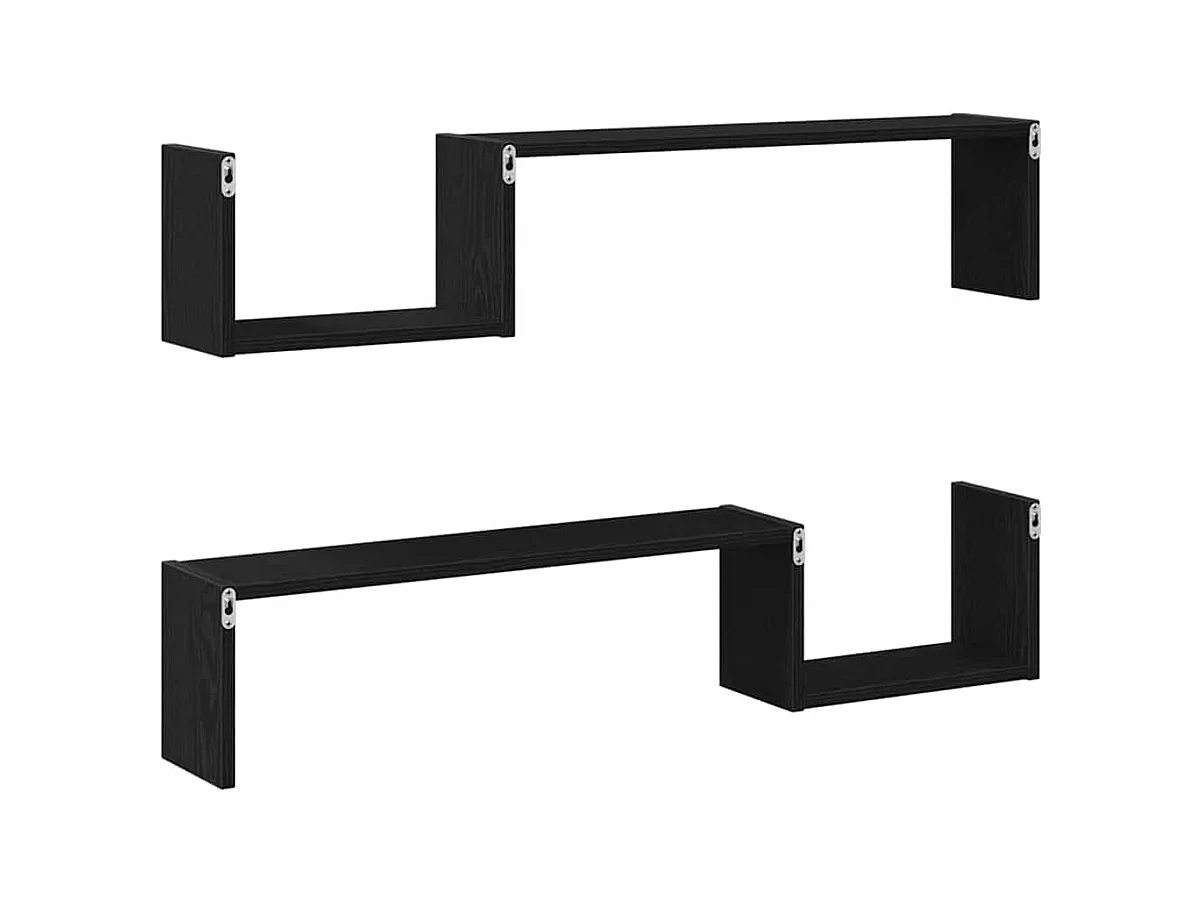 Mensola da parete 2 pz Rovere nero 100x15x70 cm Legno composito