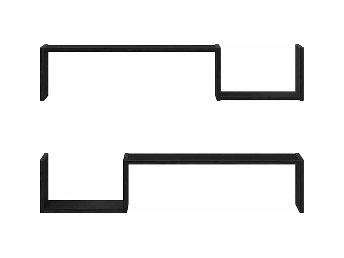 Mensola da parete 2 pz Rovere nero 100x15x70 cm Legno composito