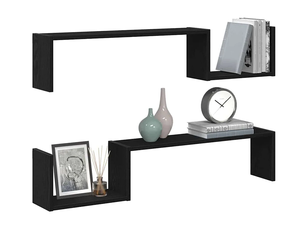 Étagère murale 2 pcs Chêne noir 100x15x70 cm Bois d'ingénierie