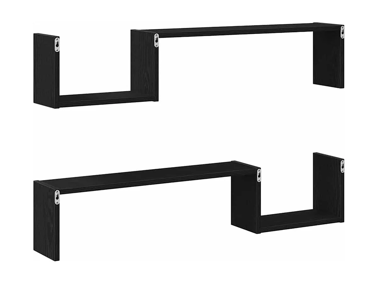 Étagère murale 2 pcs Chêne noir 100x15x70 cm Bois d'ingénierie