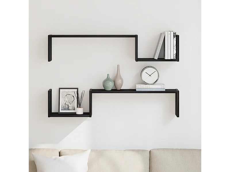 Étagère murale 2 pcs Chêne noir 100x15x70 cm Bois d'ingénierie