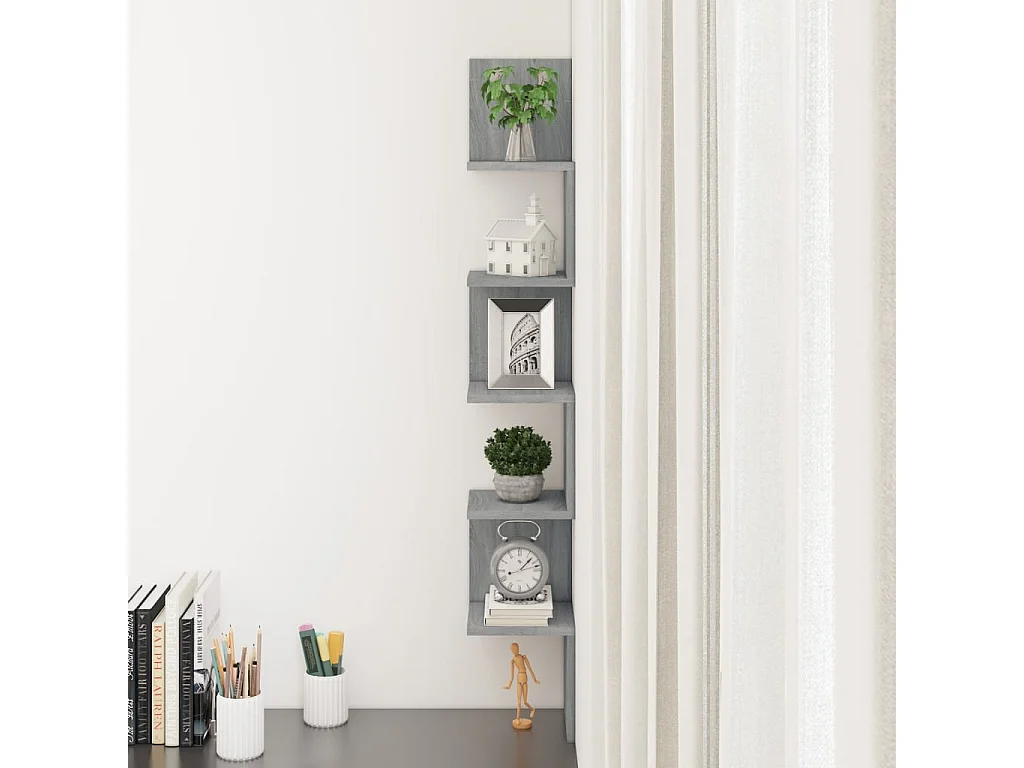 Étagère angle murale Sonoma gris 20x20x127,5 cm Bois ingénierie